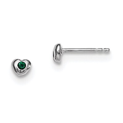 Child&#39;S Preciosca Crystal May Heart Earrings Sterling Silver Rhodium-plated QE11248MAY, MPN: QE1124…