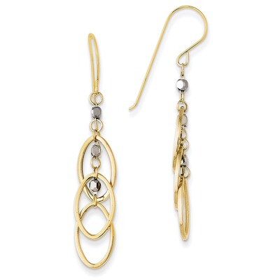 Oval &amp; Bead Dangle Earrings 14k Two-Tone Gold TL471, MPN: TL471, 883957017808