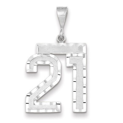 Number 21 Charm 14k white Gold Large Diamond -cut WLN21, MPN: WLN21, 883957123509