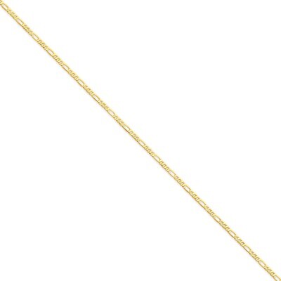 2.25mm Flat Figaro Chain 16 Inch 14k Gold FFL060-16, MPN: FFL060-16, 886774416229