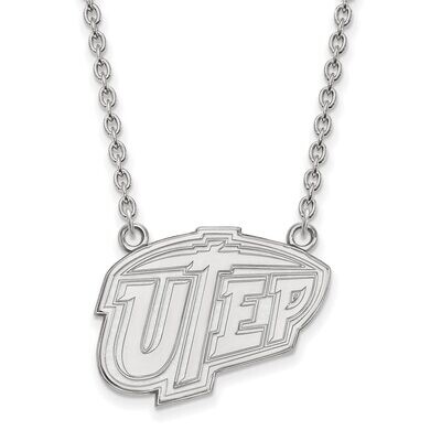 The University of Texas at El Paso Large Pendant with Chain Necklace Sterling Silver SS009UTE-18, M…