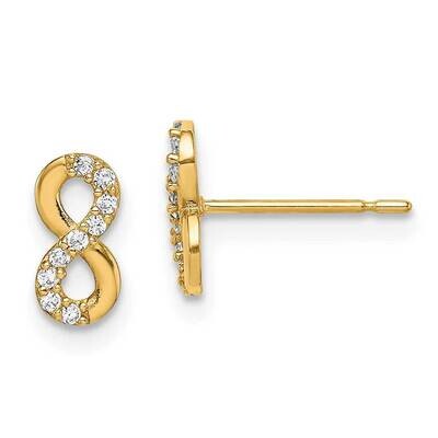 Infinity Symbol Stud Earrings 14k Gold CZ Diamond GK1000 by Madi K, MPN: GK1000, 191101901072