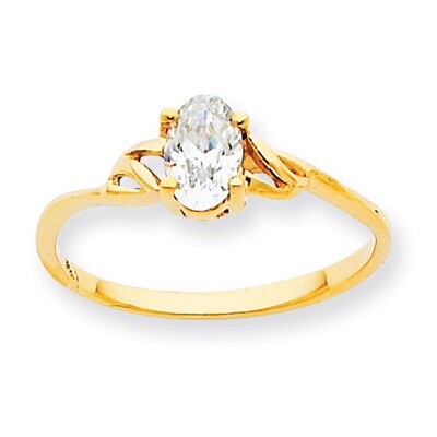 Polished Geniune White Topaz Birthstone Ring 10k Gold 10XBR133, MPN: 10XBR133, 883957216621