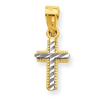 Tiny Diamond-Cut Cross Pendant 10K Gold &amp; Rhodium 10C1119, MPN: 10C1119, 886774019826