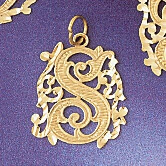Dazzlers Jewelry Initial S Pendant Necklace Charm Bracelet in Yellow, White or Rose Gold 9557s, MPN…