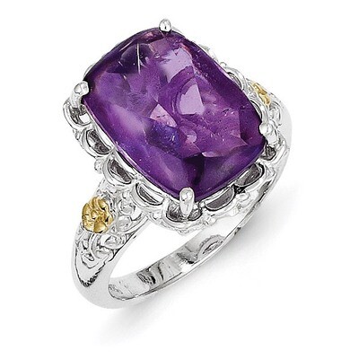 Amethyst Ring Sterling Silver &amp; 14k Gold QTC691-7