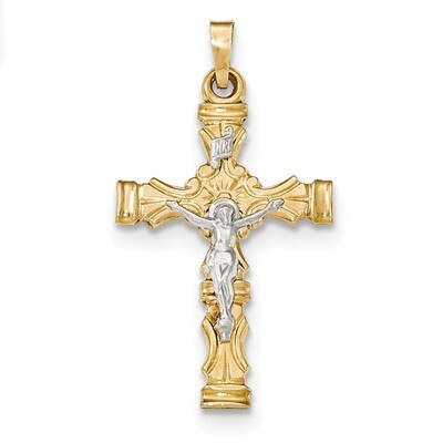 Brushed and Polished Latin Crucifix Pendant 14k Two-Tone Gold XR1498, MPN: XR1498, 191101455223