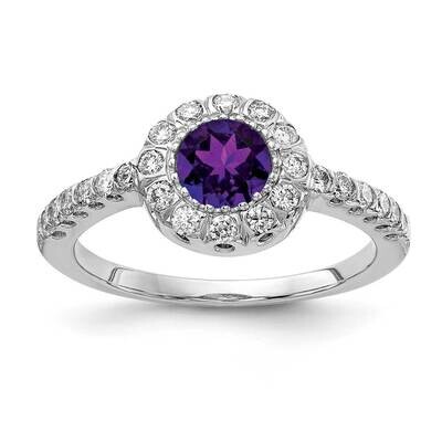 5mm Amethyst Checker Diamond Ring 14k White Gold X9641AM_AA, MPN: X9641AM_AA, 883957371450