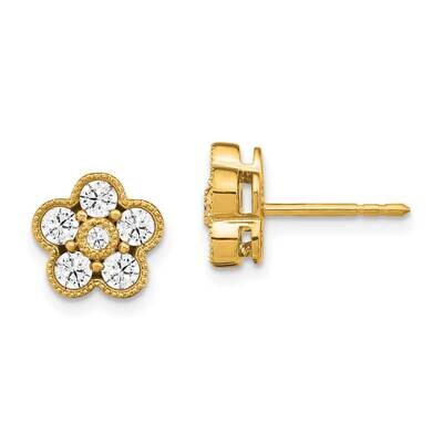 Diamond Vs/Si, D E F, Floral Post Earrings 14k Yellow Gold True Origin Lab Grown EM6345-075-YLD, MP…