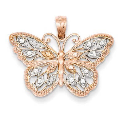 Diamond Cut Butterfly Pendant 14k Rose Gold C4499, MPN: C4499, 886774617558