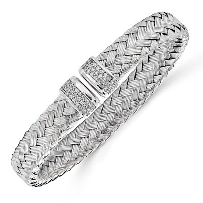 Leslie&#39;s CZ Woven Flexible Cuff Sterling Silver HB-QLF492, MPN: QLF492, 886774568935