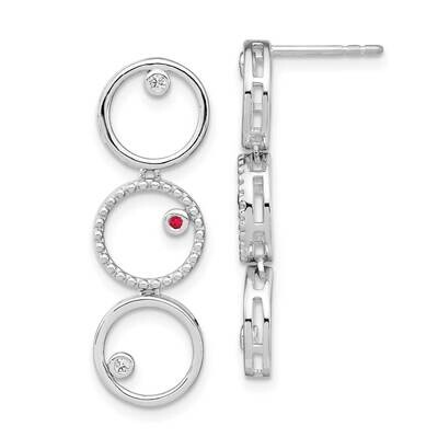 White Ice .045Ct. Diamond and Ruby Earrings Sterling Silver QW459, MPN: QW459, 191101479663