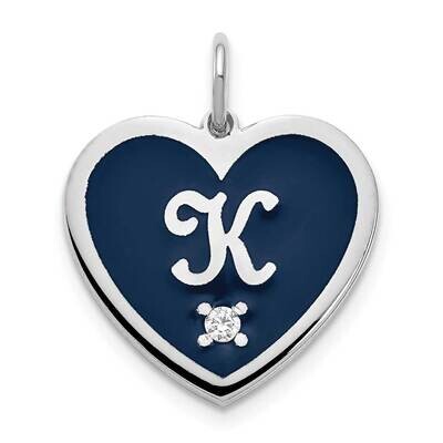 Monogram Initial Epoxied Heart with Diamond Charm 14k White Gold XNA1165W, MPN: XNA1165W,