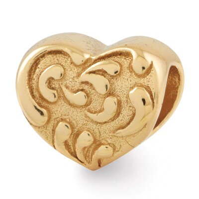 Gold-plated Scroll Heart Bead - Sterling Silver QRS197GP, MPN: QRS197GP, 883957522753