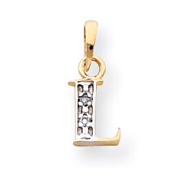 Polished .01ct Diamond Initial L Charm 14K Gold &amp; Rhodium YC250L, MPN: YC250L, 883957323497
