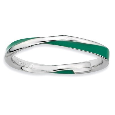 Twisted Green Enameled Ring - Sterling Silver QSK562, MPN: QSK562, 886774018577