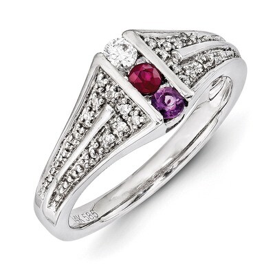3 Birthstones Family Jewelry Diamond Semi-Set Ring 14k White Gold XMRW37/3, MPN: XMRW37/3, 88395748…