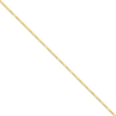 2.25mm Flat Figaro Chain 30 Inch 14k Gold FFL060-30, MPN: FFL060-30, 886774416250