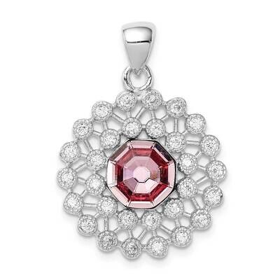 Wavy Clear &amp; Pink Crystal Pendant Sterling Silver Rhodium-plated QP5218, MPN: QP5218, 883957935003