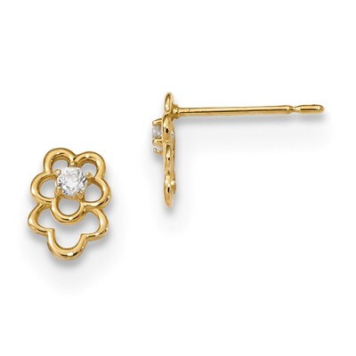Madi K Kids CZ Diamond Flower Post Earrings 14k Gold GK929, MPN: GK929,