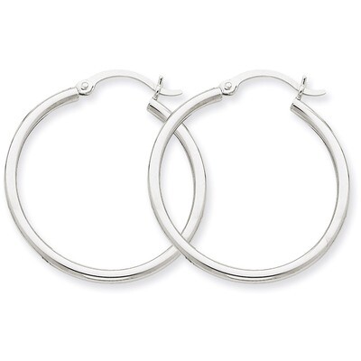 2mm Hoop Earrings 14k White Gold T826, MPN: T826, 883957286365