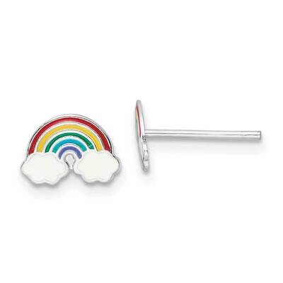 Enamel Kids Rainbow Post Earrings Sterling Silver Rhodium-plated QE16614, MPN: QE16614, 191101783661