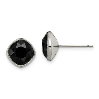 Titanium Polished Faceted Black Post Earrings Crystal TBE112, MPN: TBE112, 191101866753