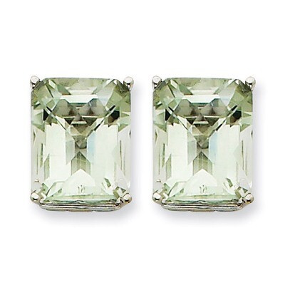 12x10mm Emerald-Cut Green Quartz Earrings 14k White Gold XE70WCG, MPN: XE70WCG, 883957096889