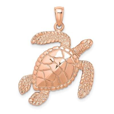 Large Textured Swimming Sea Turtle Charm 14k Rose Gold K8163R, MPN: K8163R, 637218175185