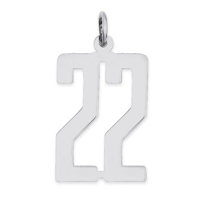Charm Number 22 Elongated Pol Sterling Silver Small QES22, MPN: QES22, 191101190049