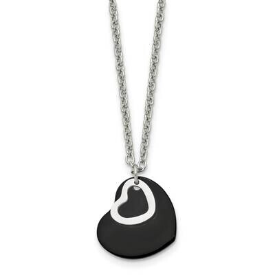 Black IP-plated Heart Necklace Stainless Steel Polished SRN1276-18 by Chisel, MPN: SRN1276-18, 8867…