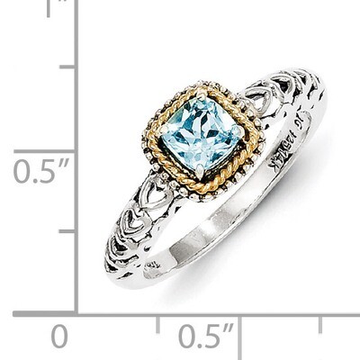 Blue Topaz Ring Sterling Silver &amp; 14k Gold QTC801, MPN: QTC801, 883957409443