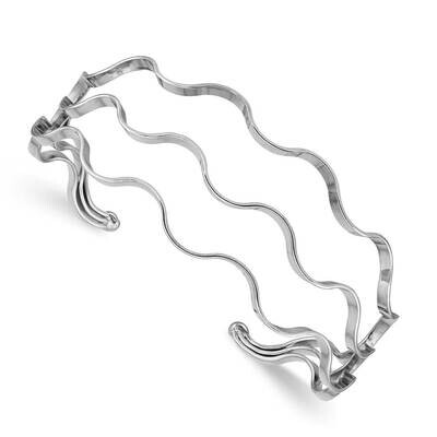 Wave Cuff Bangle Sterling Silver Rhodium-plated QB1309, MPN: QB1309, 883957963921