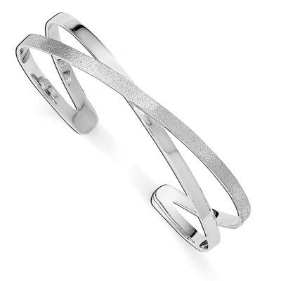 Textured Bangle Sterling Silver Rhodium-plated Polished QB1008, MPN: QB1008, 191101781889