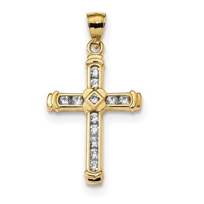 CZ Diamond Cross Pendant 14k Gold K6212, MPN: K6212, 883957740829