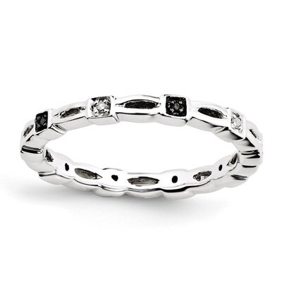 Black &amp; White Diamond Ring - Sterling Silver QSK1058, MPN: QSK1058, 886774202945