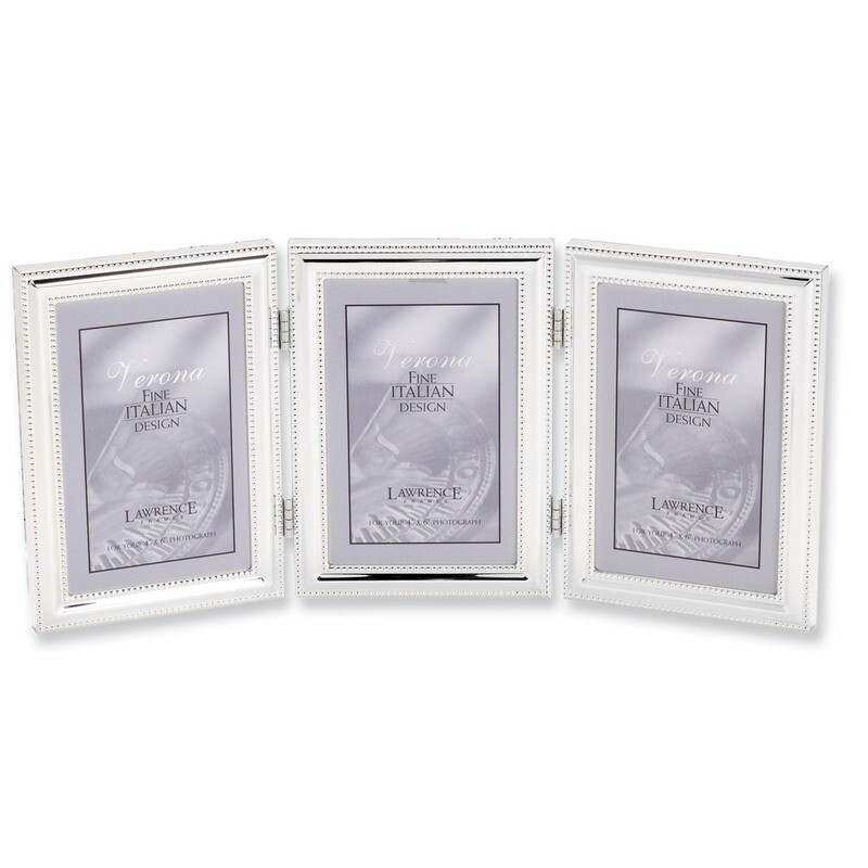 Silverplated Beaded Triple 4 x 6 Inch Picture Frame Engravable HomeBello
