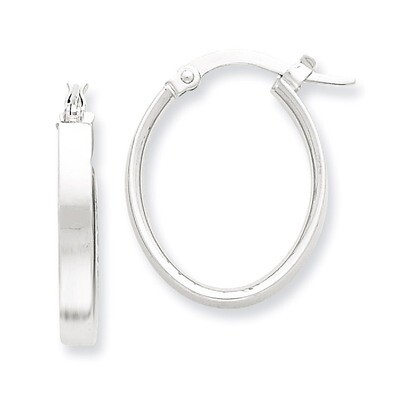 Oval Hoop Earrings 14k Gold White Rhodium PRE574, MPN: PRE574, 883957326078