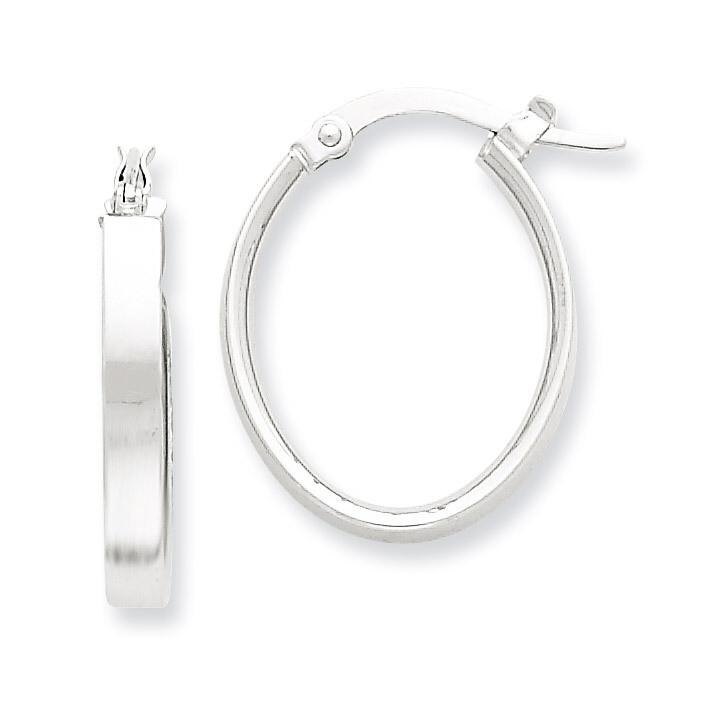 Oval Hoop Earrings 14k Gold White Rhodium PRE574