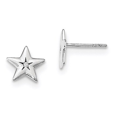 Star Post Earrings Diamond Sterling Silver QW424, MPN: QW424, 886774040561
