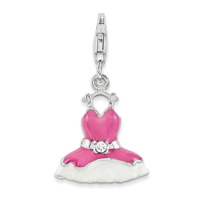 Pink Crystal DreSterling Silver Charm Sterling Silver Enamel QCC1095 by Amore La Vita, MPN: QCC1095…