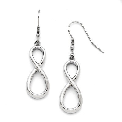 Polished Infinity Symbol Shepherd Hook Earrings - Stainless Steel SRE734 by Chisel, MPN: SRE734, 19…