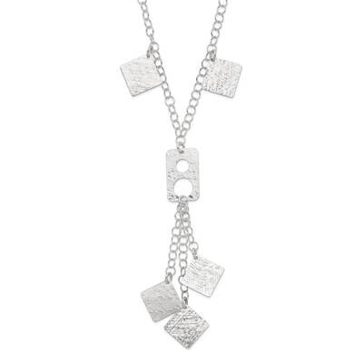 Textured Geometric Drop Necklace Sterling Silver Polished QG2894-18, MPN: QG2894-18, 883957048130