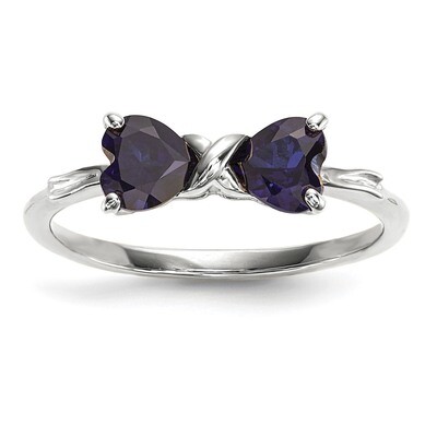 Created Sapphire Bow Ring 14k white Gold Polished XBS570, MPN: XBS570, 883957236216