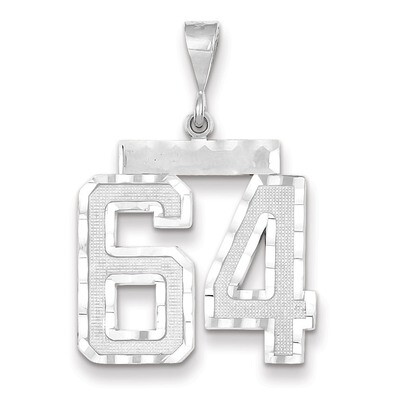 Number 64 Charm 14k white Gold Large Diamond -cut WLN64, MPN: WLN64, 883957124407
