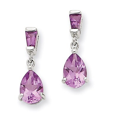 Amethyst Dangle Post Earrings 14k White Gold XE1690AM, MPN: XE1690AM, 883957445229
