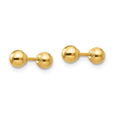 Polished Reversible 4mm Ball Earrings - 14k Gold SE258 by Madi K, MPN: SE258, 27657317701