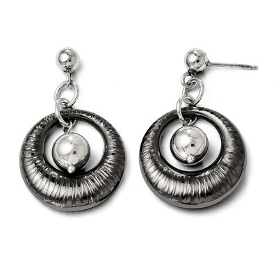 Leslie&#39;s Rhodium-plated Polished &amp; Textured Dangle Earrings - Sterling Silver HB-QLE326, MPN: QLE32…