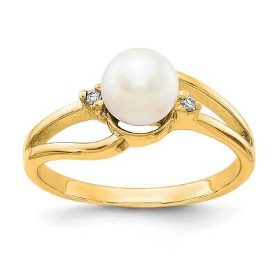 6mm Fw Cultured Pearl Aaa Diamond Ring 14k Gold Y1853PL/AAA, MPN: Y1853PL_AA, 191101547751