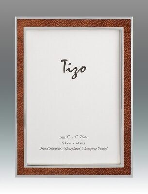 Tizo 5 x 7 Inch Shagreen Silver Plated Picture Frame - Brown, MPN: 1030BRN-57,